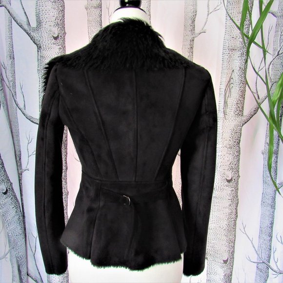 le chateau Faux Suede Fur Collar Short Winter Jacket - Picture 2 of 8